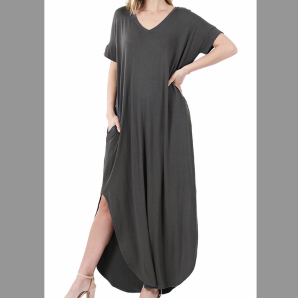 Side Slit V-Neck Super Soft Maxi Dress